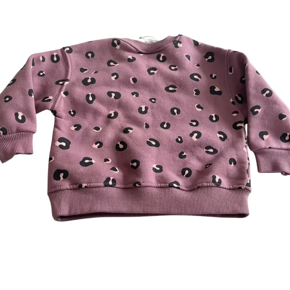 Zara girls mauve animal print sweatshirt size 9-12 months NWT